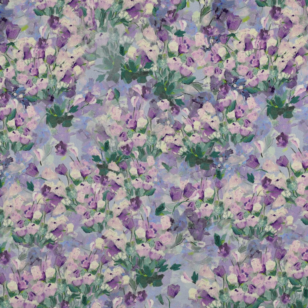 Viskose Sateng - blomster lilla blå