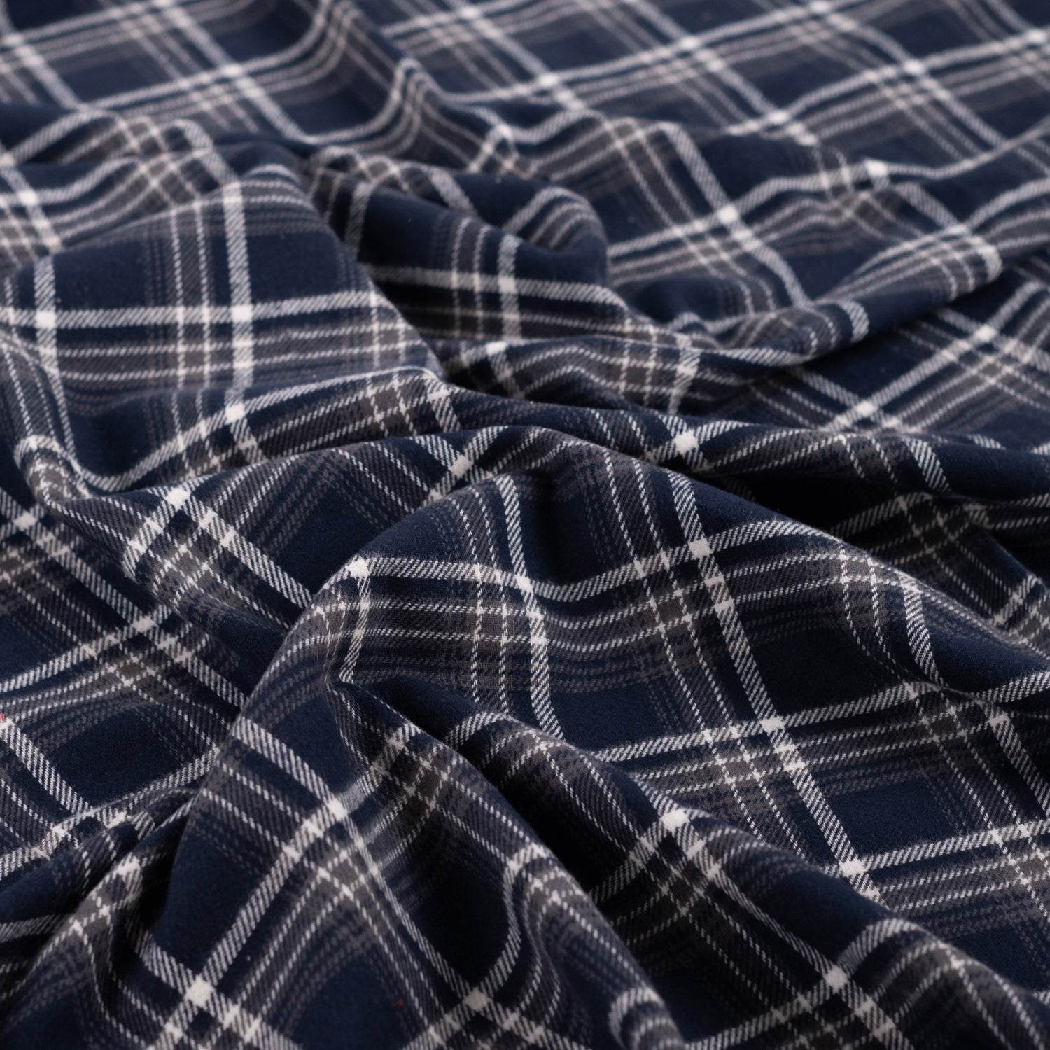 Yarn Dyed Flanell- Ruter, Mørk blå