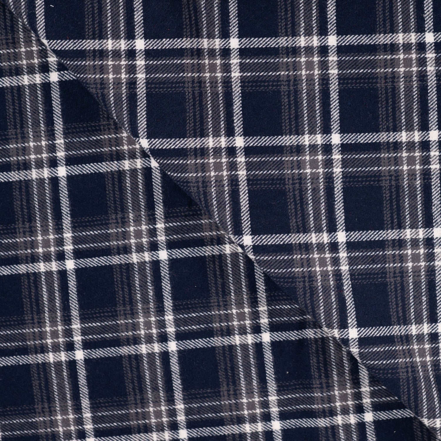 Yarn Dyed Flanell- Ruter, Mørk blå