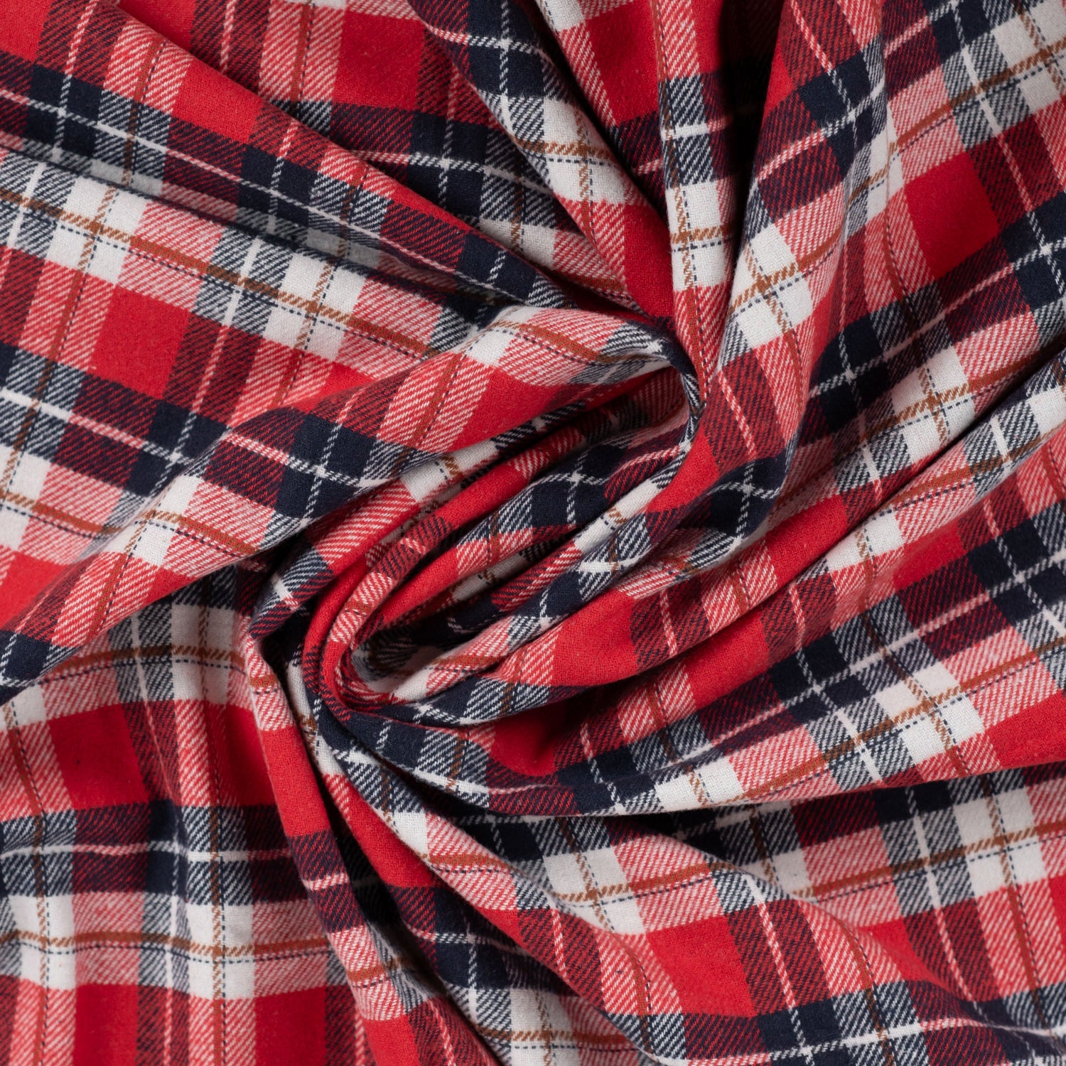 Yarn Dyed Flanell- Ruter, Rød - Mørk blå