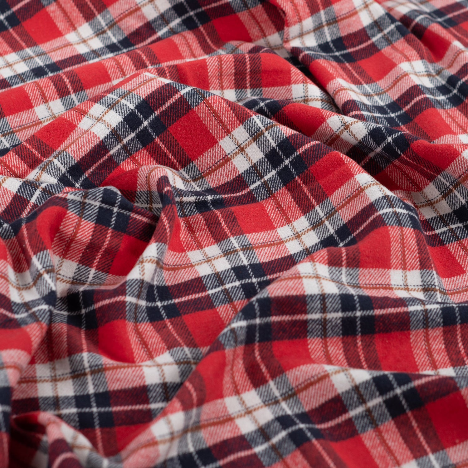 Yarn Dyed Flanell- Ruter, Rød - Mørk blå