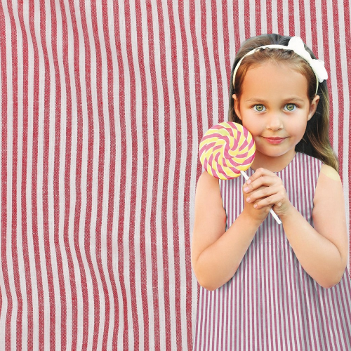 Yarn dyed Bomull - Striper, Rød