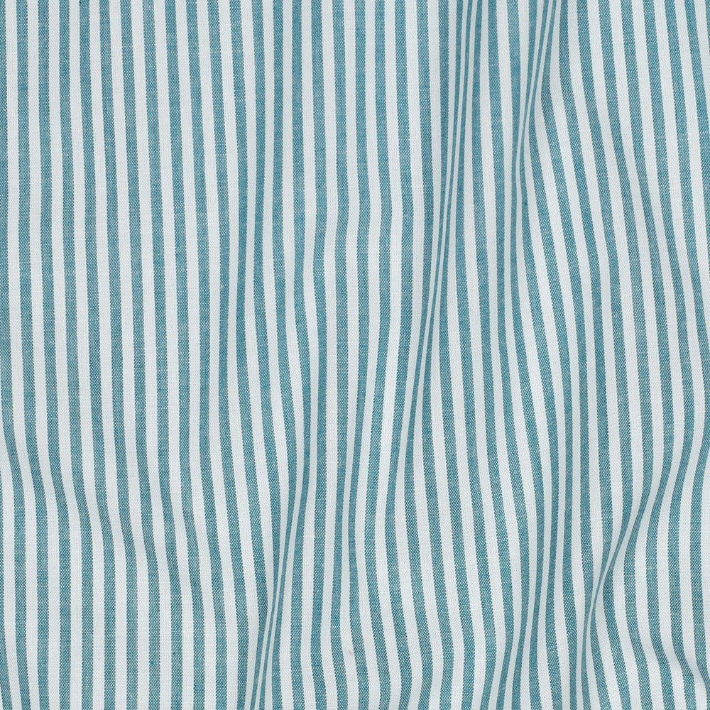 Yarn dyed Bomull - Striper, lys petrol