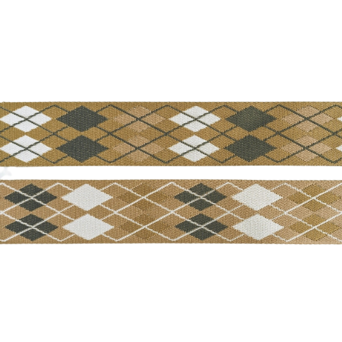 Syntetisk Webbing (50mm), Beige Argyle Design