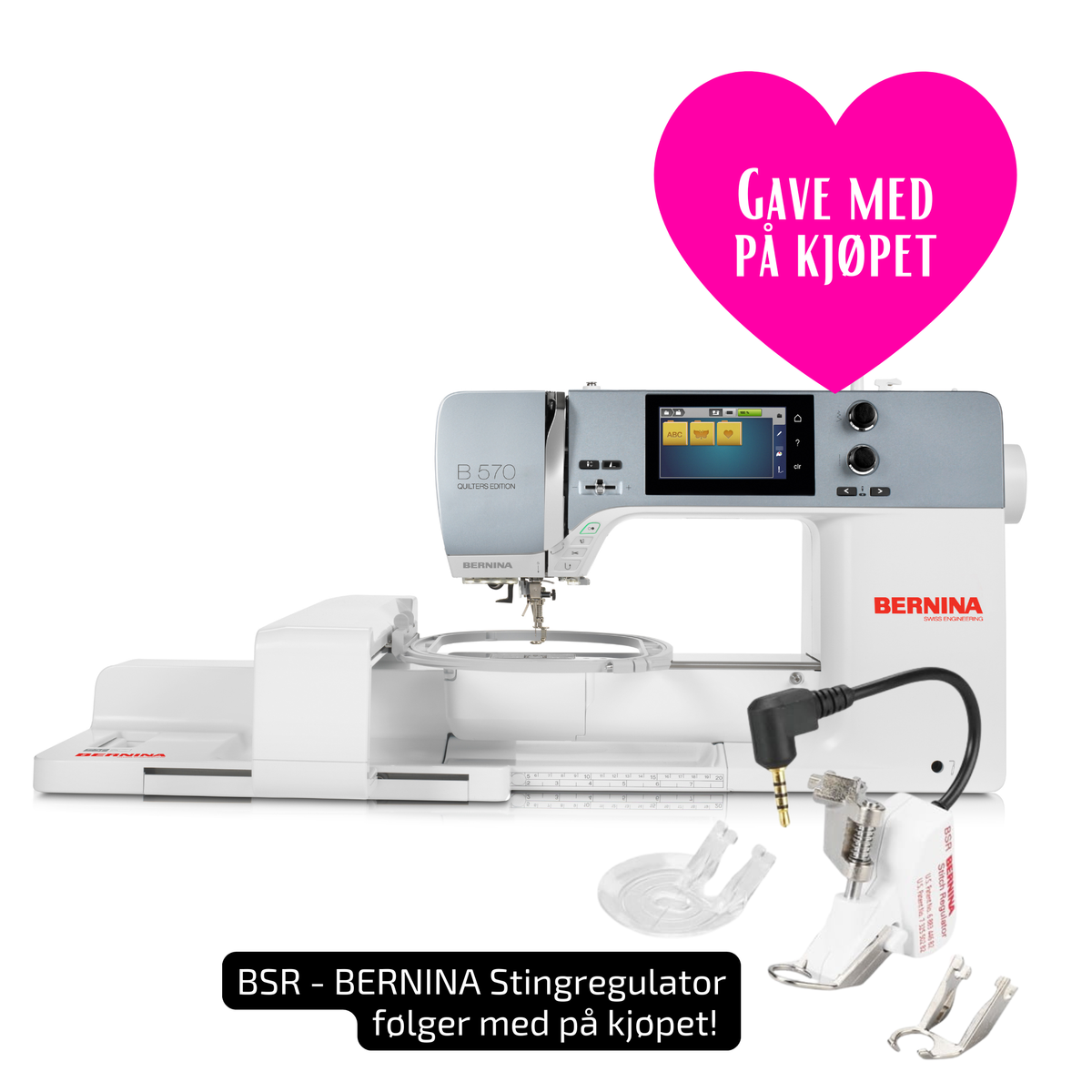 Kampanje! BERNINA 570 QE VIO med Broderi modul, inkl. BSR