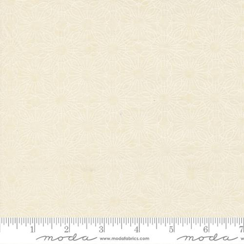 Bomull - Fieldrush, Hvit på beige blomster