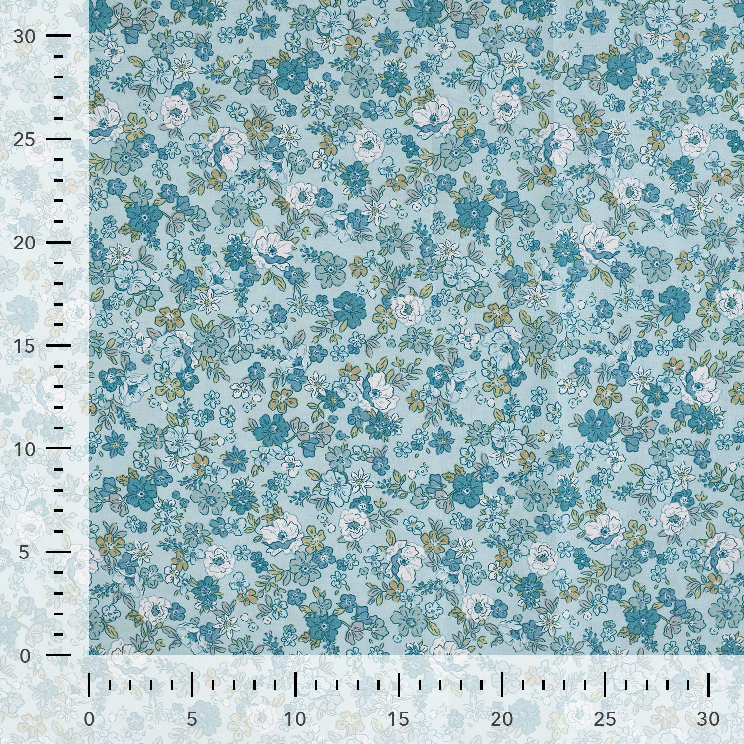 Beklednings Bomull - Blomster gammelblå