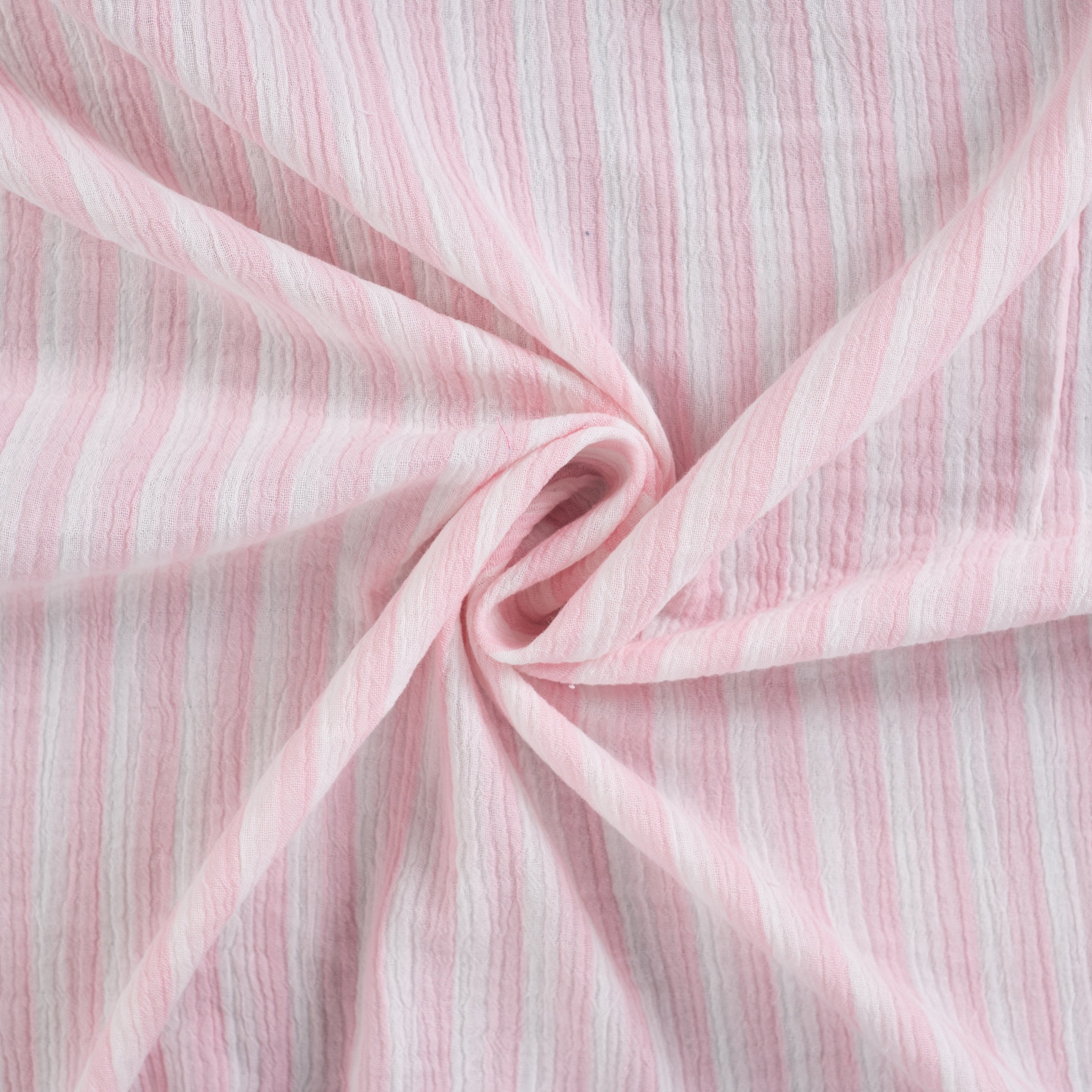 Musselin - Striper, Rosa og Hvit