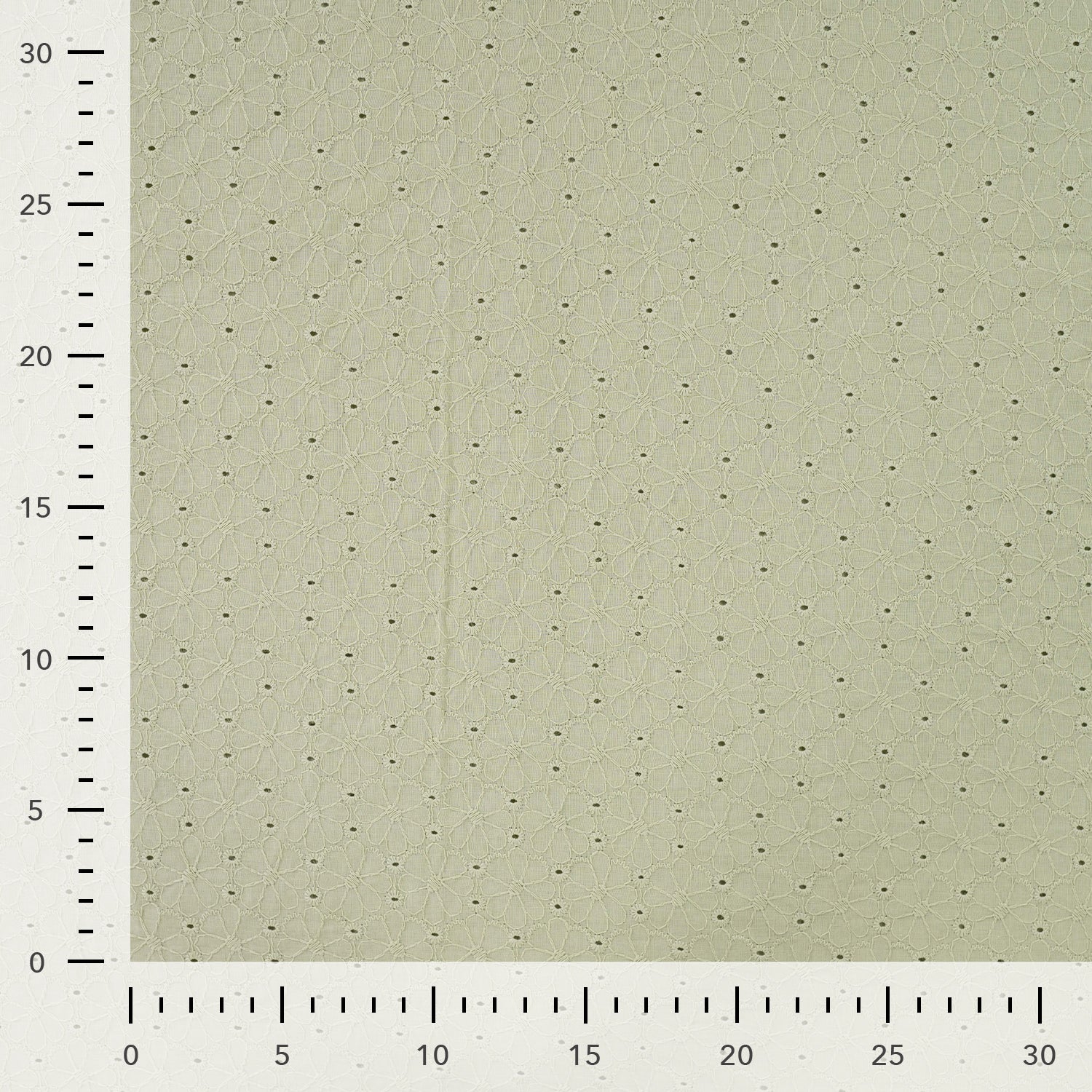 Engelsk Blonde Bomull - Blomster brodert lys grønn