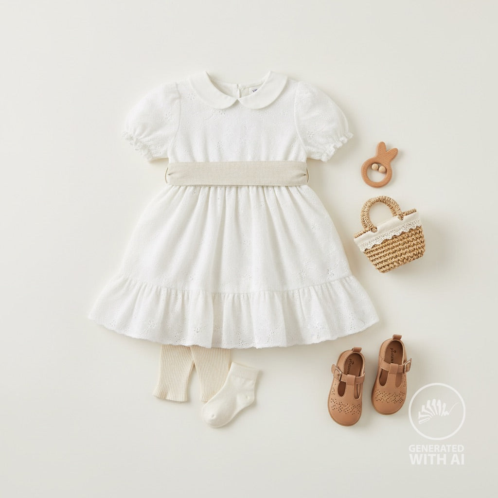 Bomull Voile - Lisa med Broderi offwhite