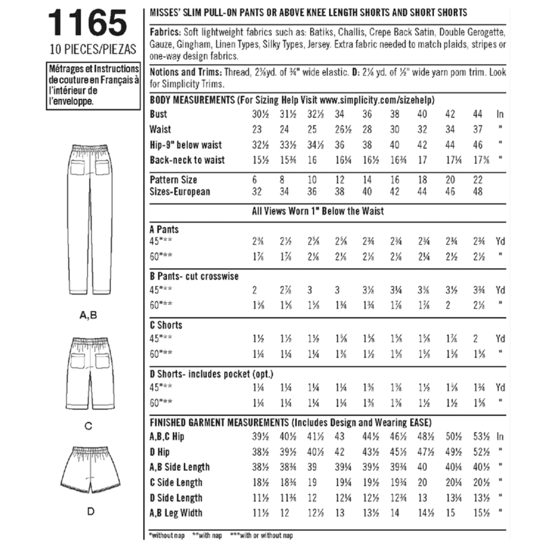 SIMPLICITY - 1165-H5 (L) Dame Shorts og Bukse str. 32-48