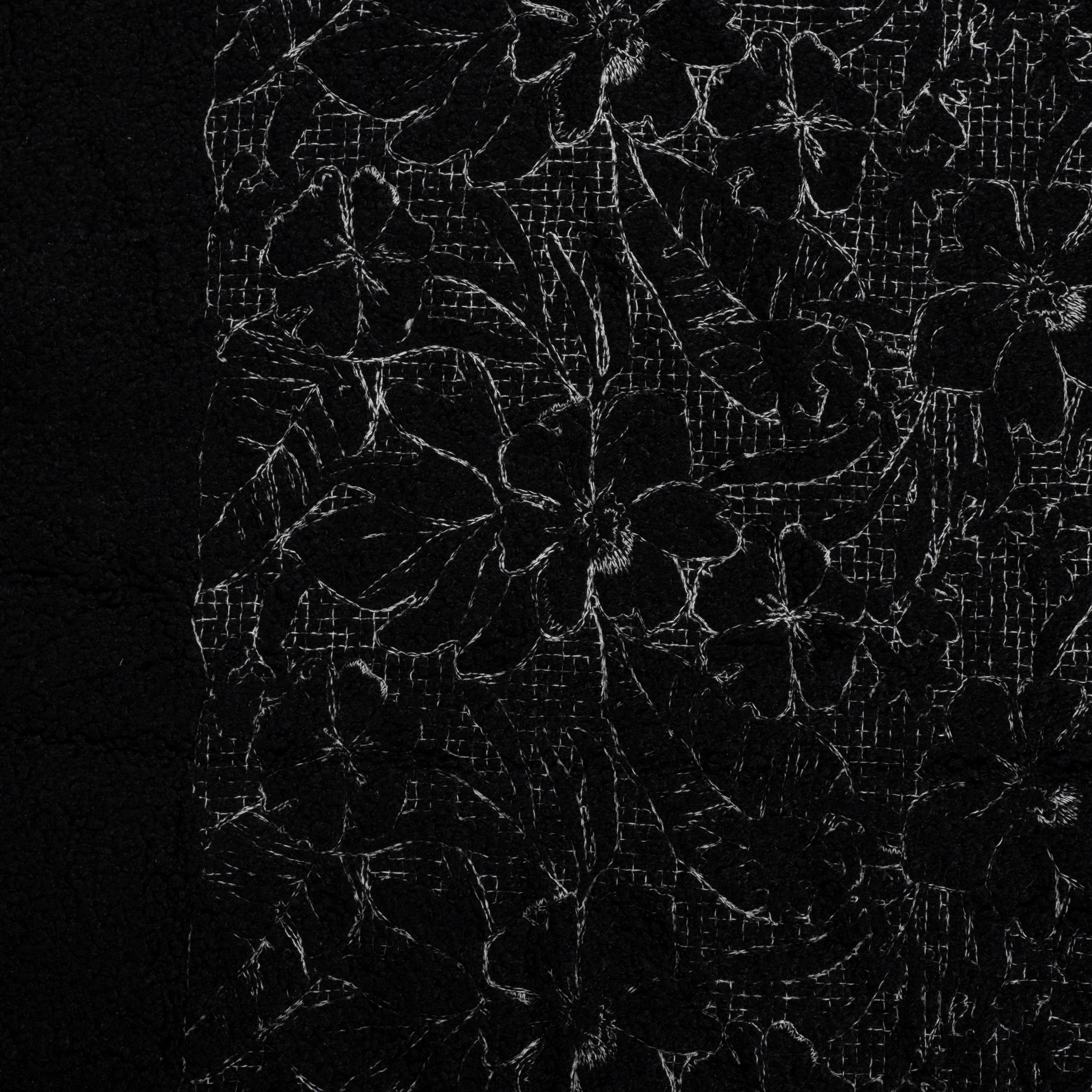 Mykt Teddy jacquard - Blomster svart