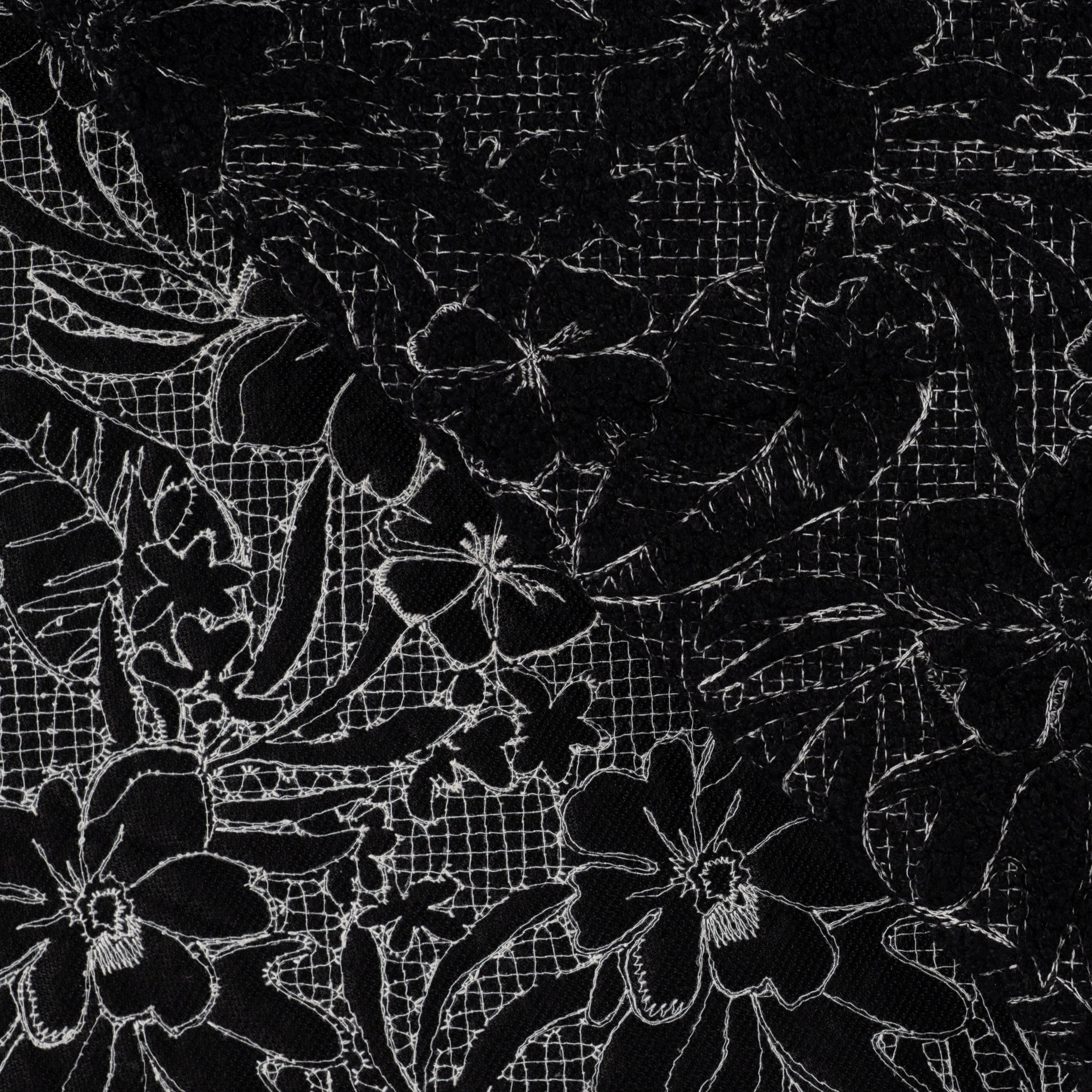 Mykt Teddy jacquard - Blomster svart