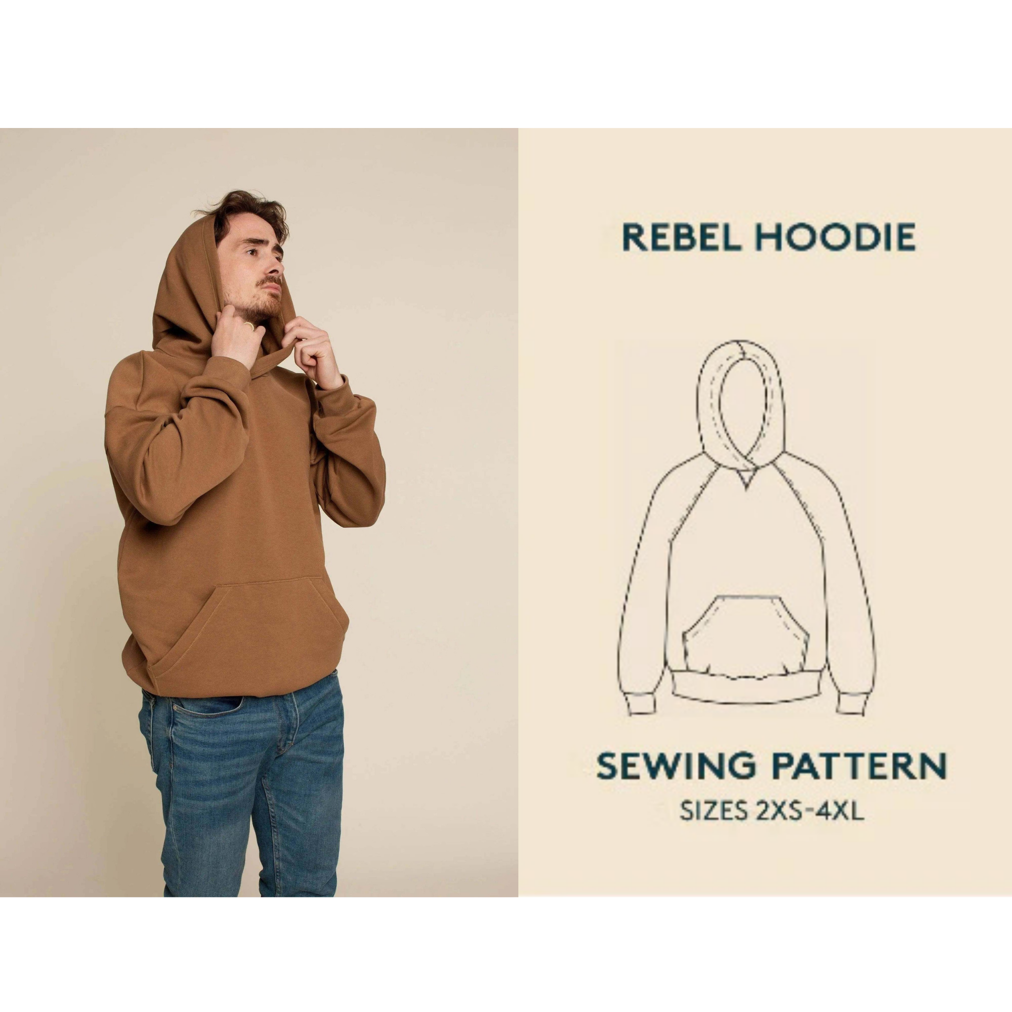 Wardrobe by Me - Rebel Raglan Genser/ Hettegenser, Herre Papir Mønster