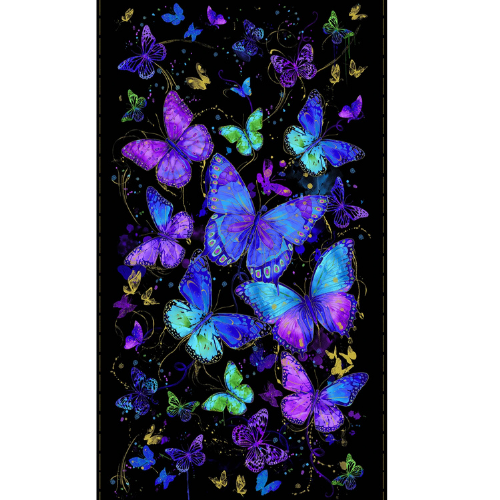Bomull - Sommerfugl Panel, 62x110cm