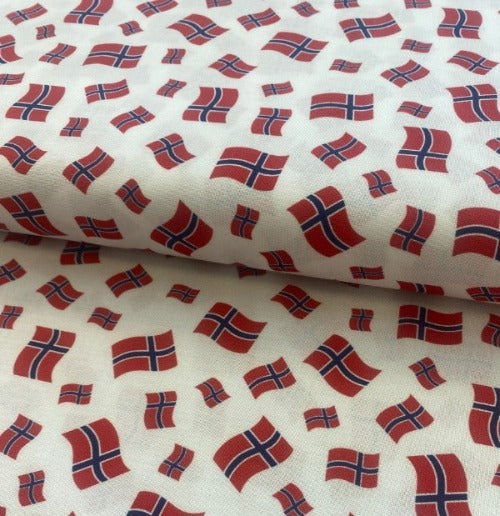 Bomull stoff med Norsk flagg
