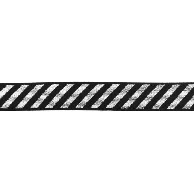 Glitter-strikk med Striper sølv 2.5cm