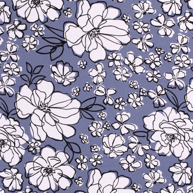 Viskose Jersey - blomster blå