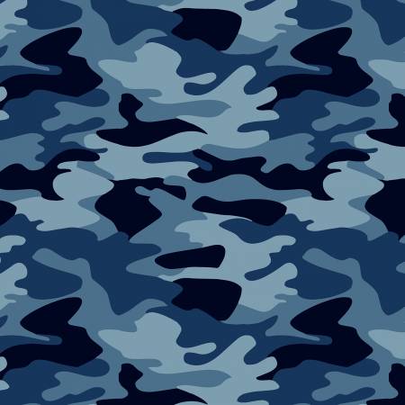 Bomull stoff Chambray Camouflage Blå