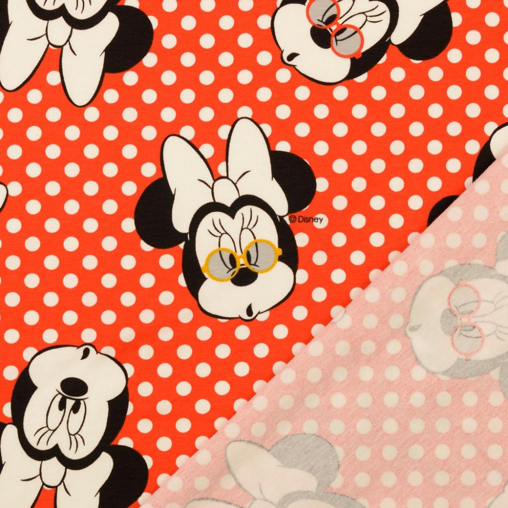 Jersey - Print Minnie Mouse, prikker Rød