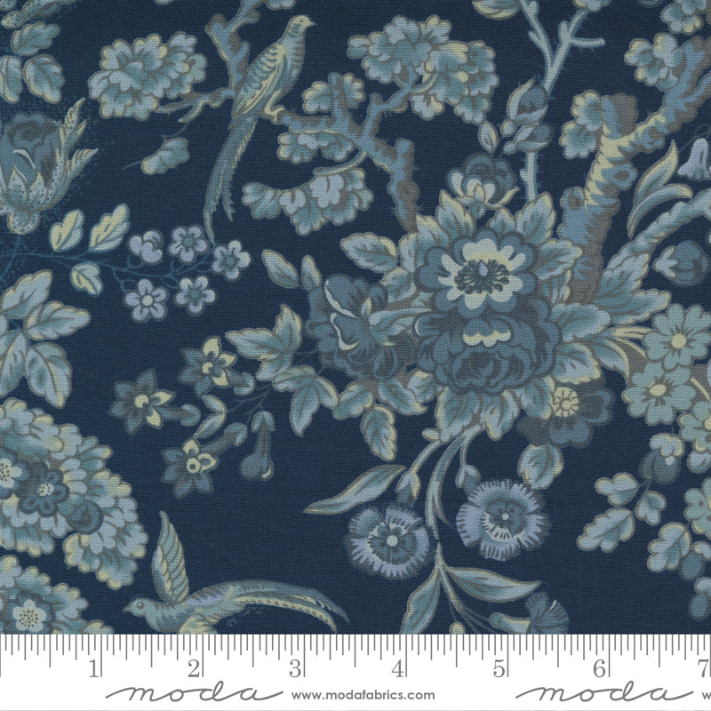 Moda fabrics Regency Somerset Midnight Blue Stor Blomster
