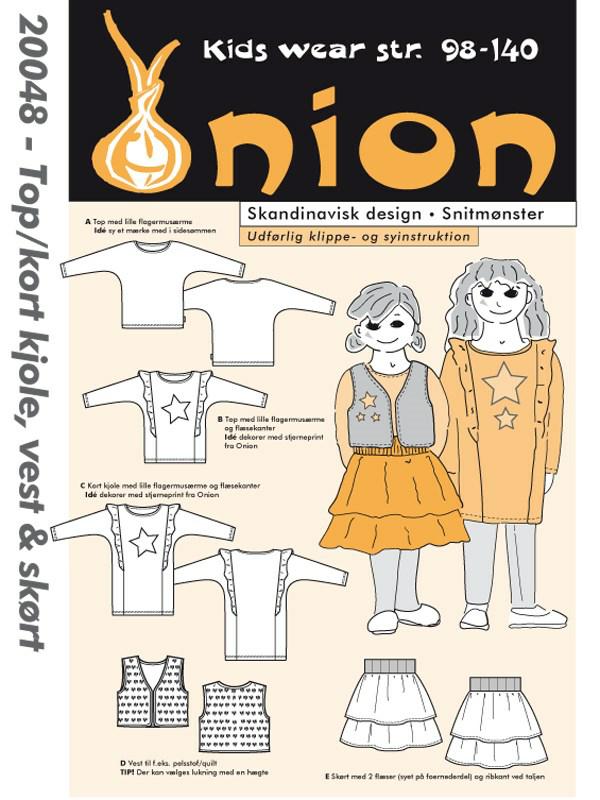 Onion 20048 Snitmønster, Top/kort kjole, vest & skørt
