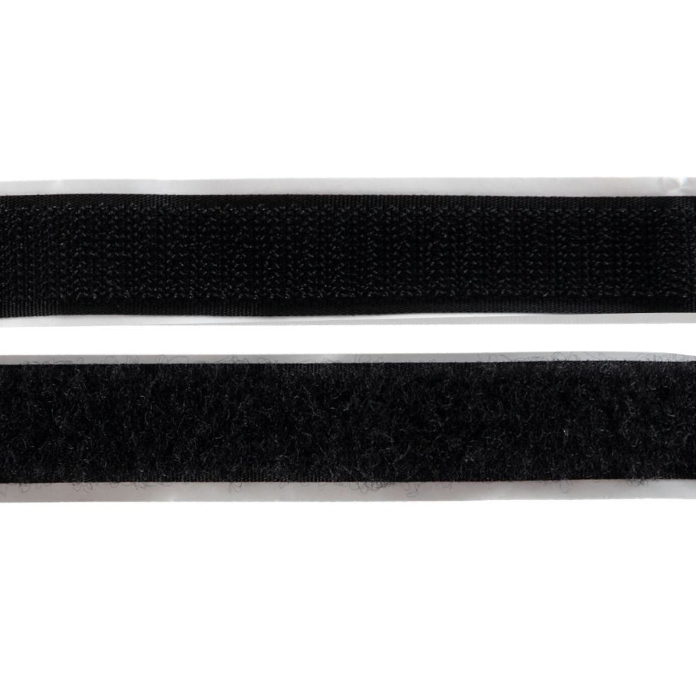Borrelåsbånd svart 2cm med lim