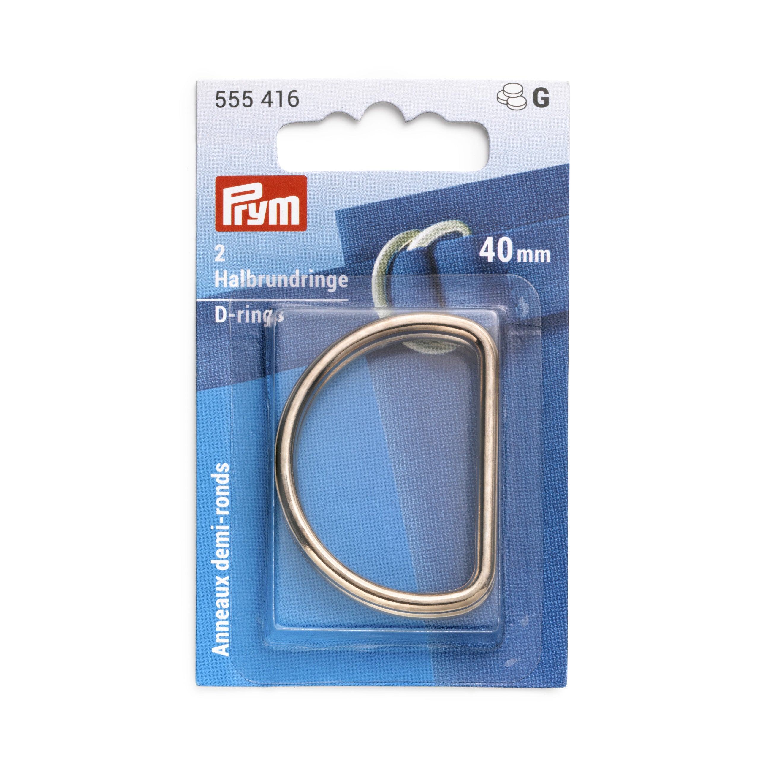 Prym D-Ring 40mm, Gull 2stk.