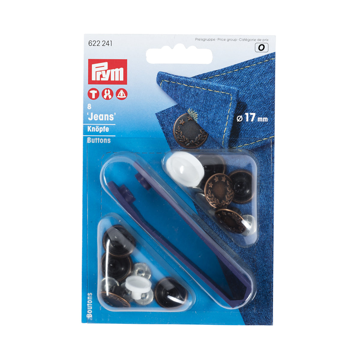 Prym jeans knapper – Antikk kobber 17mm – 8stk