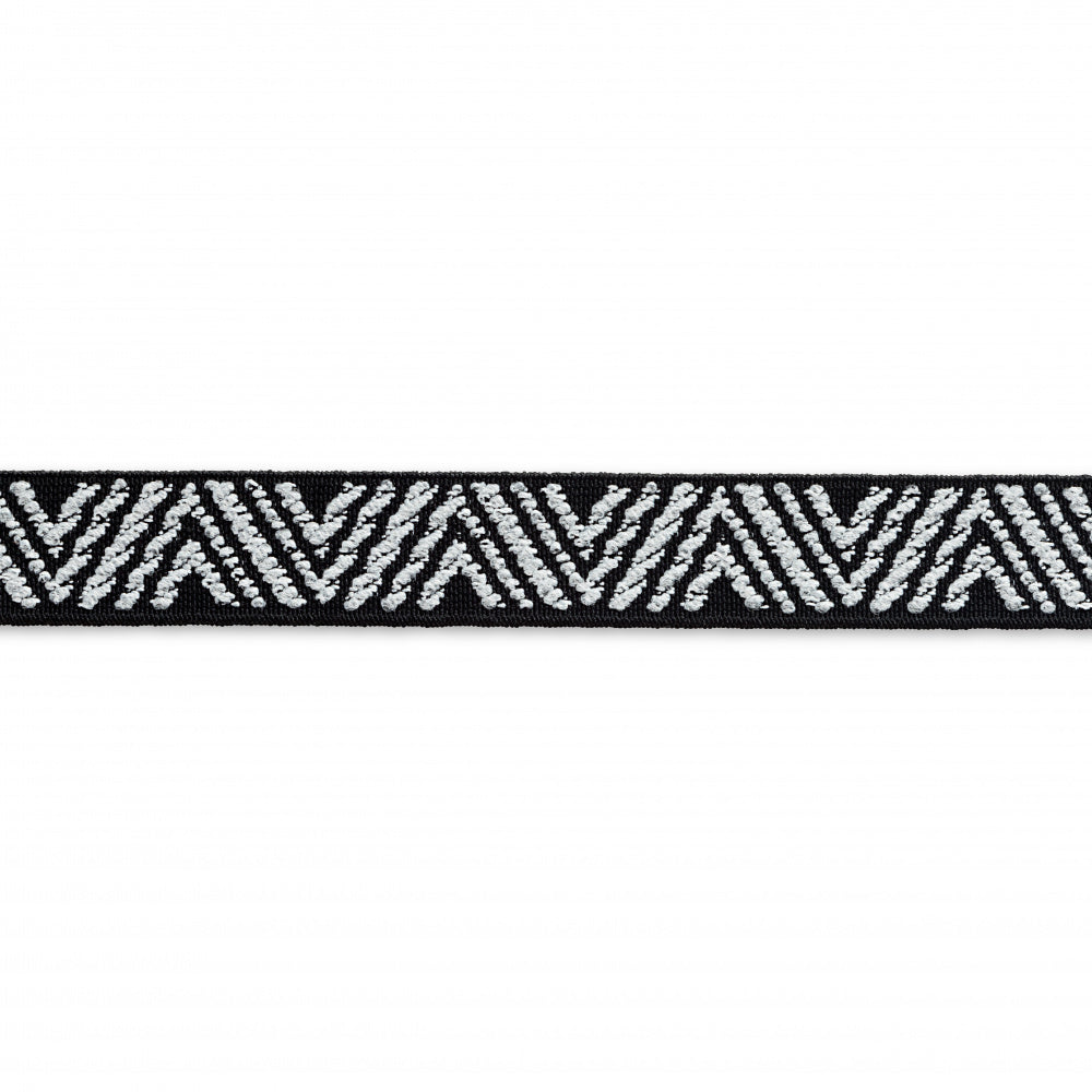 Strikk Farg zig-zag svart 25mm 
