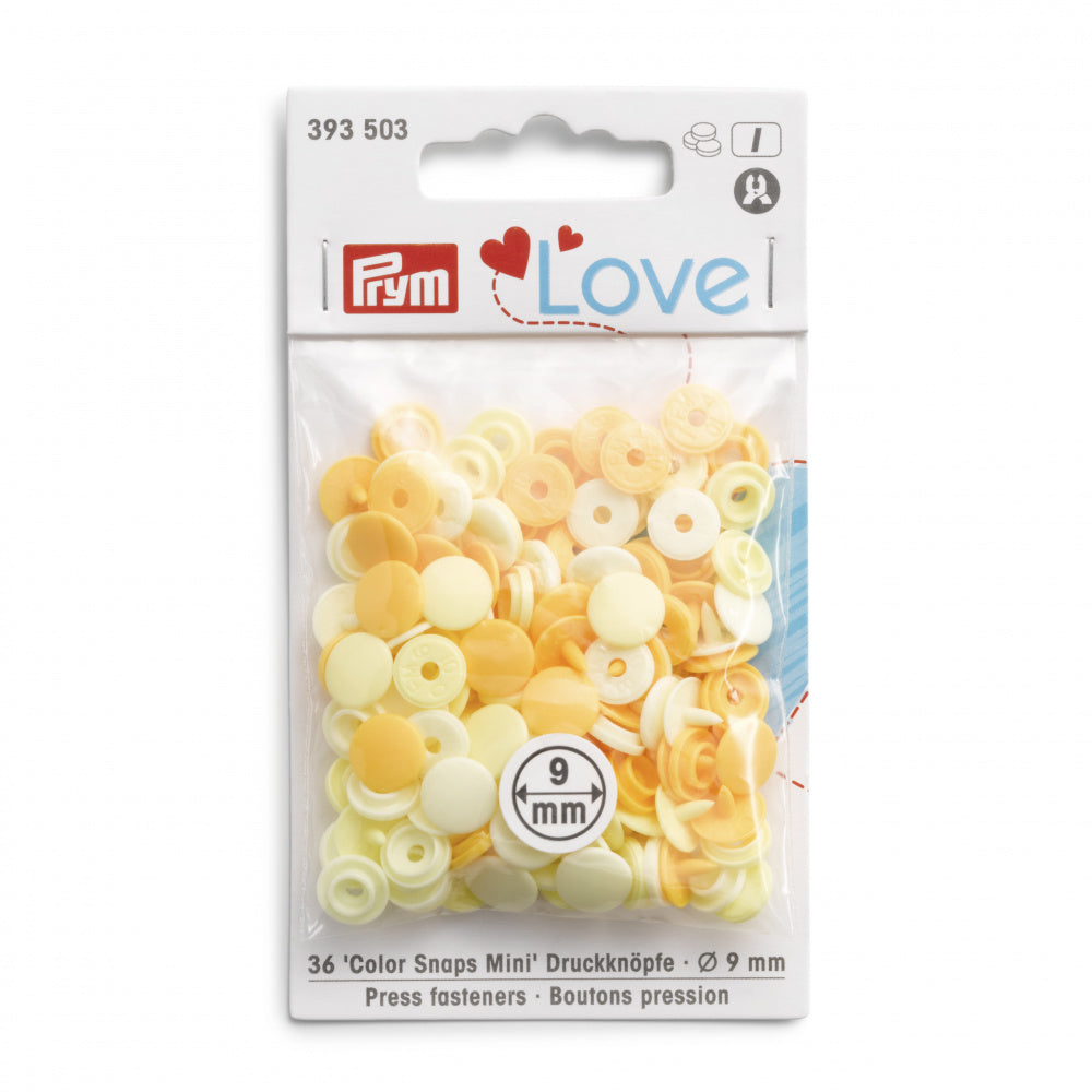 Prym Love – Trykknapper Snaps gul Plast 9mm mini