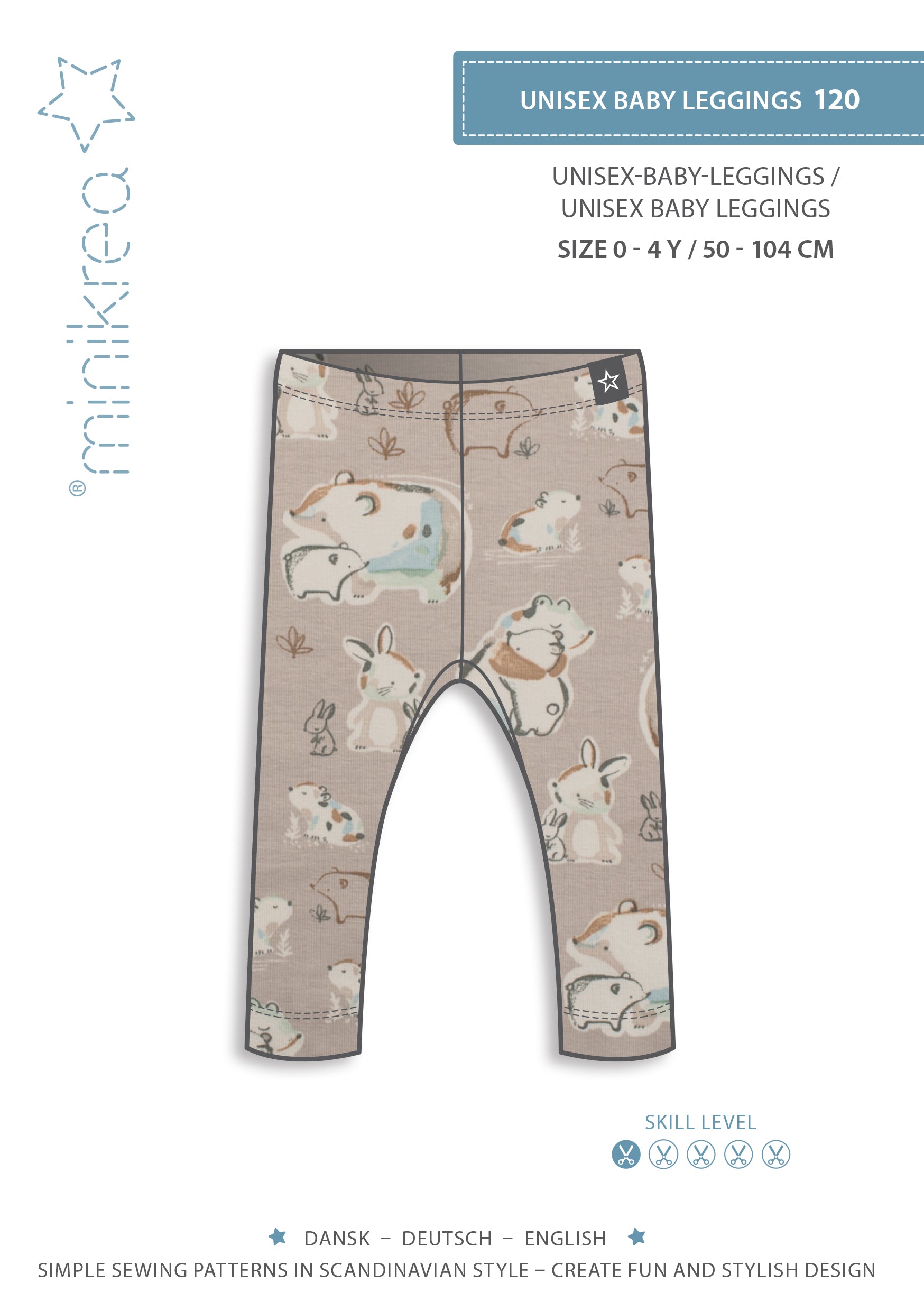 MiniKrea 00120 - Baby Leggings, str. 0-4 år