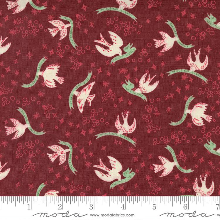 Moda Fabrics Cheer & Merriment - Rød med Fugler