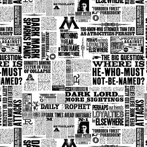 Bomullstoff Newsprint Harry Potter