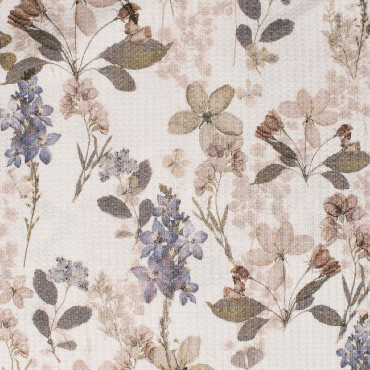 Vaffelstruktur Jersey - Blomster, Sand