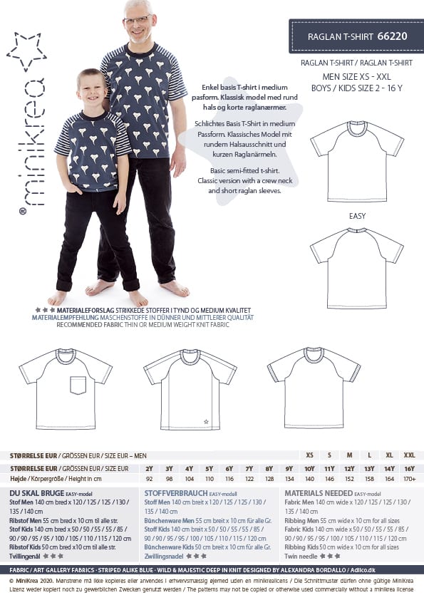 MiniKrea 66220 - Raglan T-Skjorter, Herre og Gutt