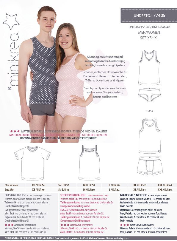 MiniKrea 77405 - Undertøy, Dame og Herre