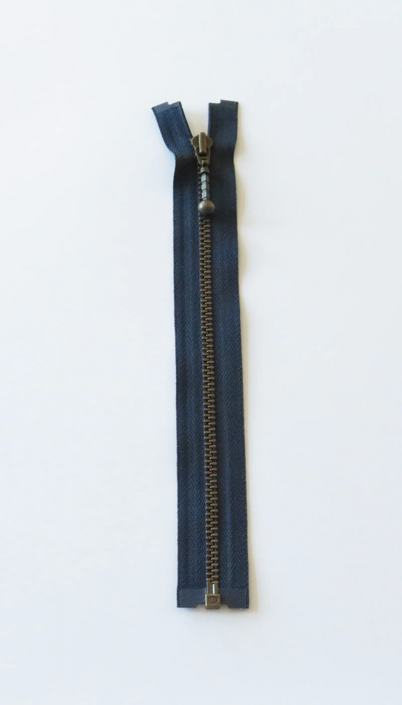 Glidelås Delbar 25cm antikk 4mm marine blå
