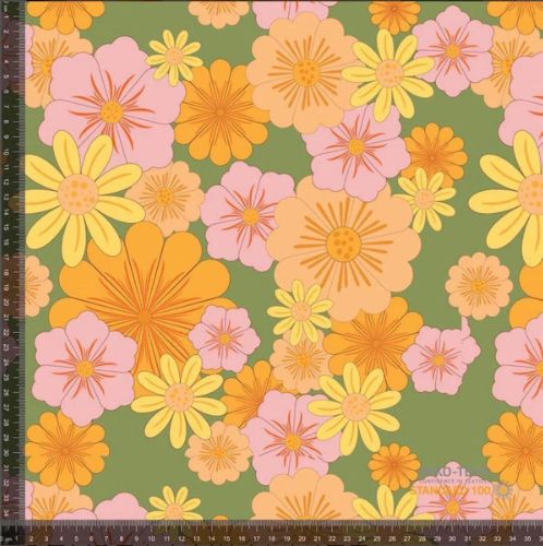 Jersey - Stilig Retro Blomster Retro pastel blomster